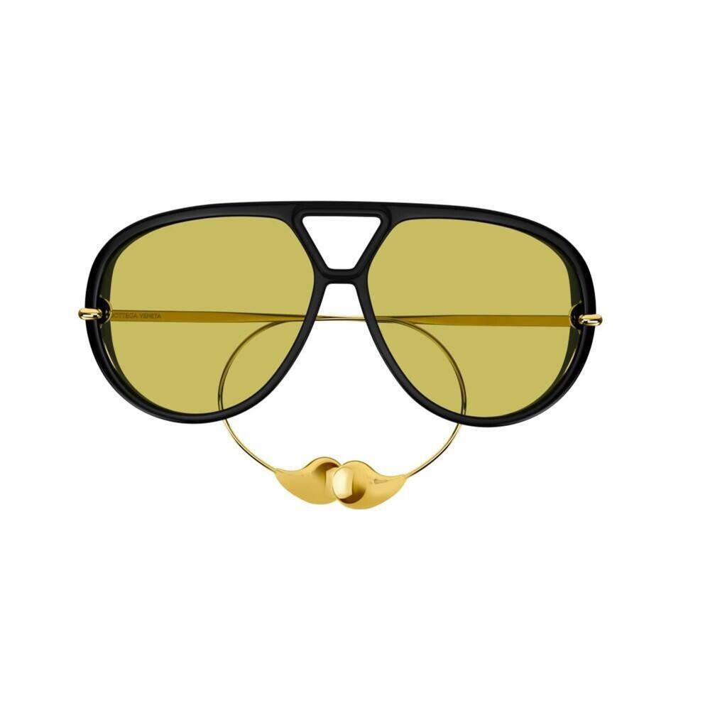 BOTTEGA VENETA BV 1273S 003 Black Gold Yellow Lens Earrings Sunglasses AUTHENTIC - Picture 12 of 12